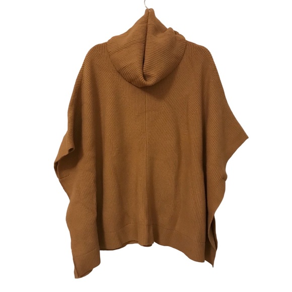 Camel ribbed Ann Taylor sweater turtleneck poncho - Picture 1 of 12
